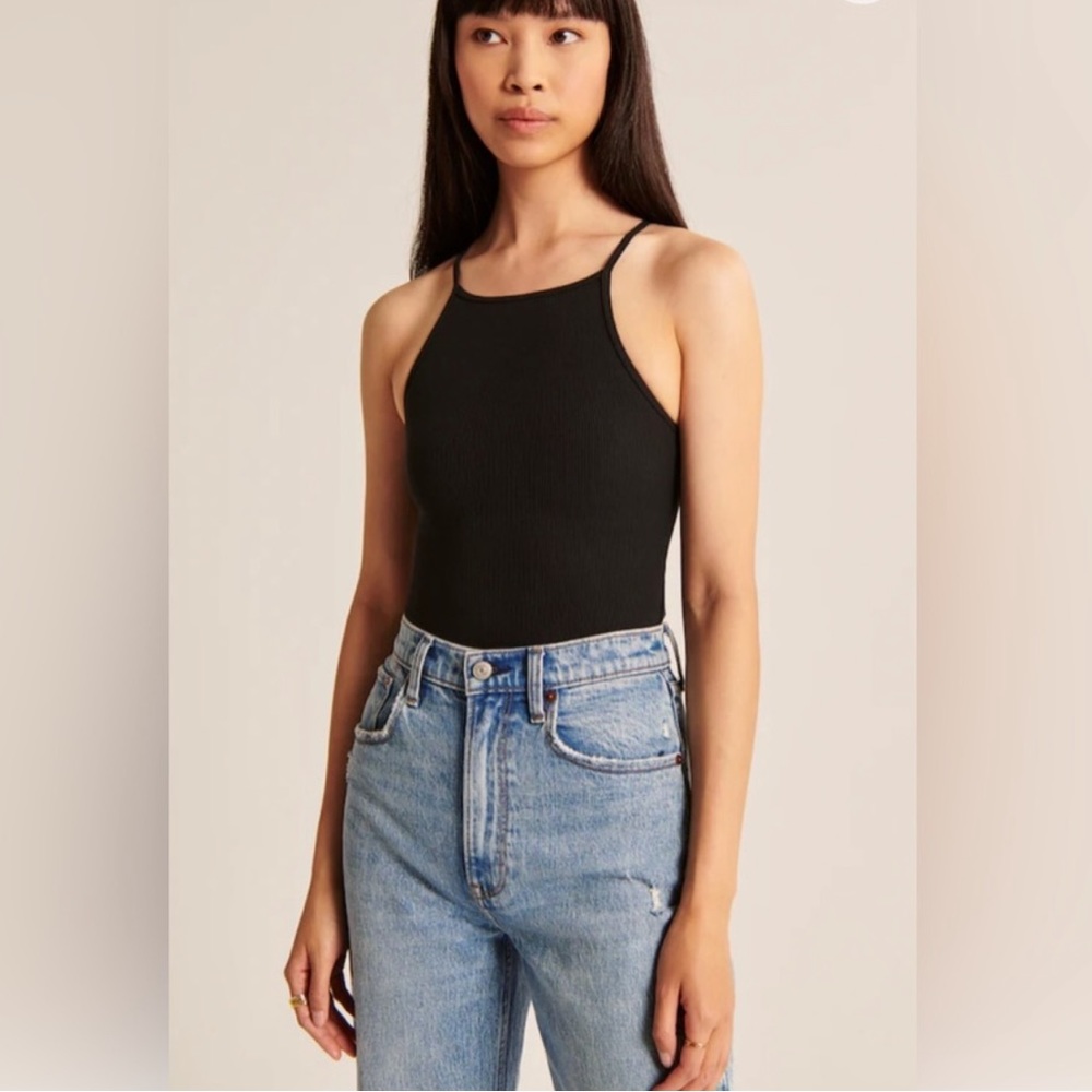 A&F Essential Ribbed Strappy Bodysuit - Size Large